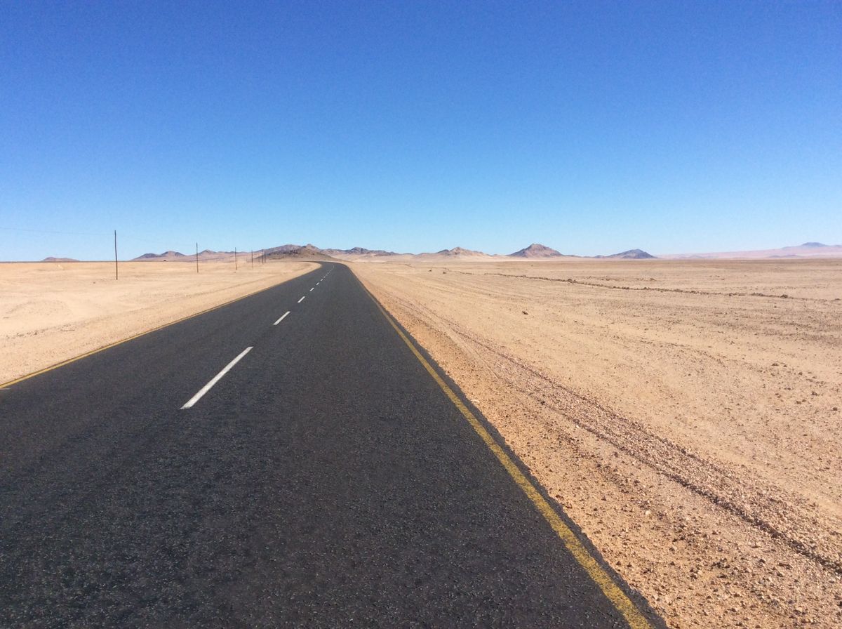Open desert road in Namibia